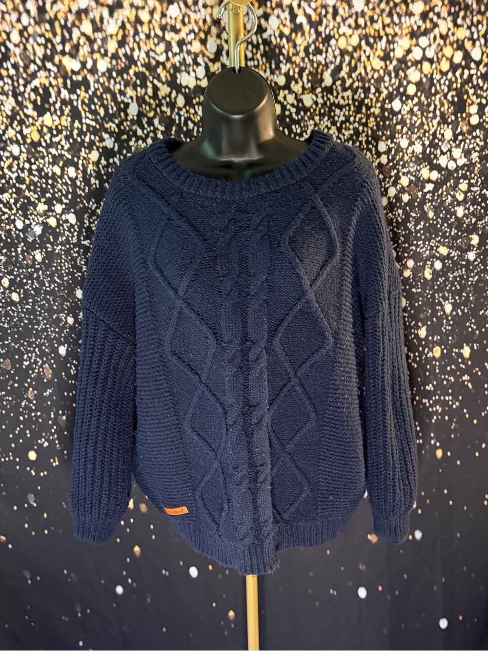 Simply Southern Navy Cable Knit Scoopneck Sweater